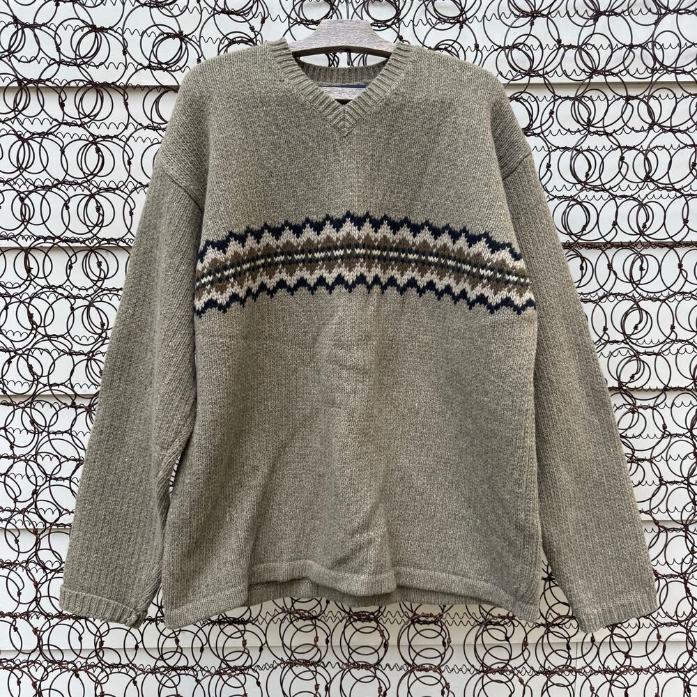 90s Y2K Abercrombie & Fitch Lambswool Fair Isle Granola Cottagecore Sweater XL